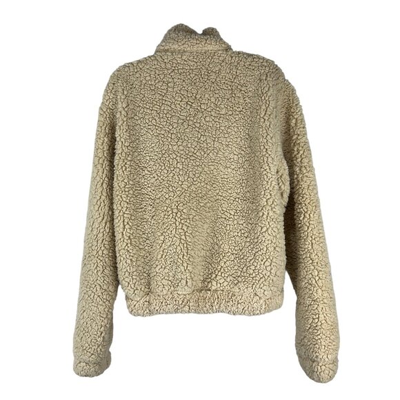 Sage Collective Womens Beige Sherpa Fleece Quarter Zip Pullover Jacket Size XS - Picture 4 of 6